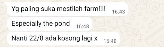 Guest rebooks: Especially the pond — Nanti 22/8 ada kosong lagi
